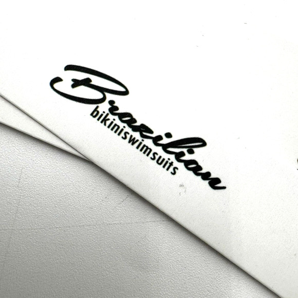 BRAZILIAN NWT Women Small Blue Orange Teeny Tiny Triangle Padded Bikini Top Swim - Picture 4 of 7